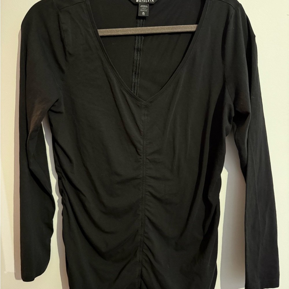 Athleta Black Long Sleeve V-Neck Top